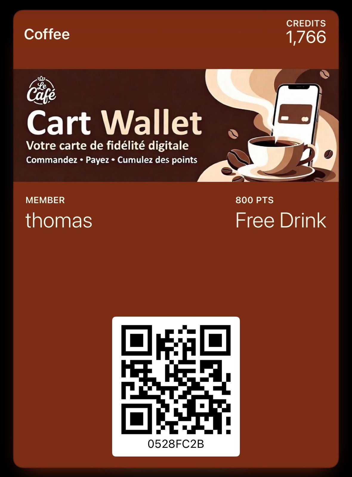 Points card in Apple Wallet