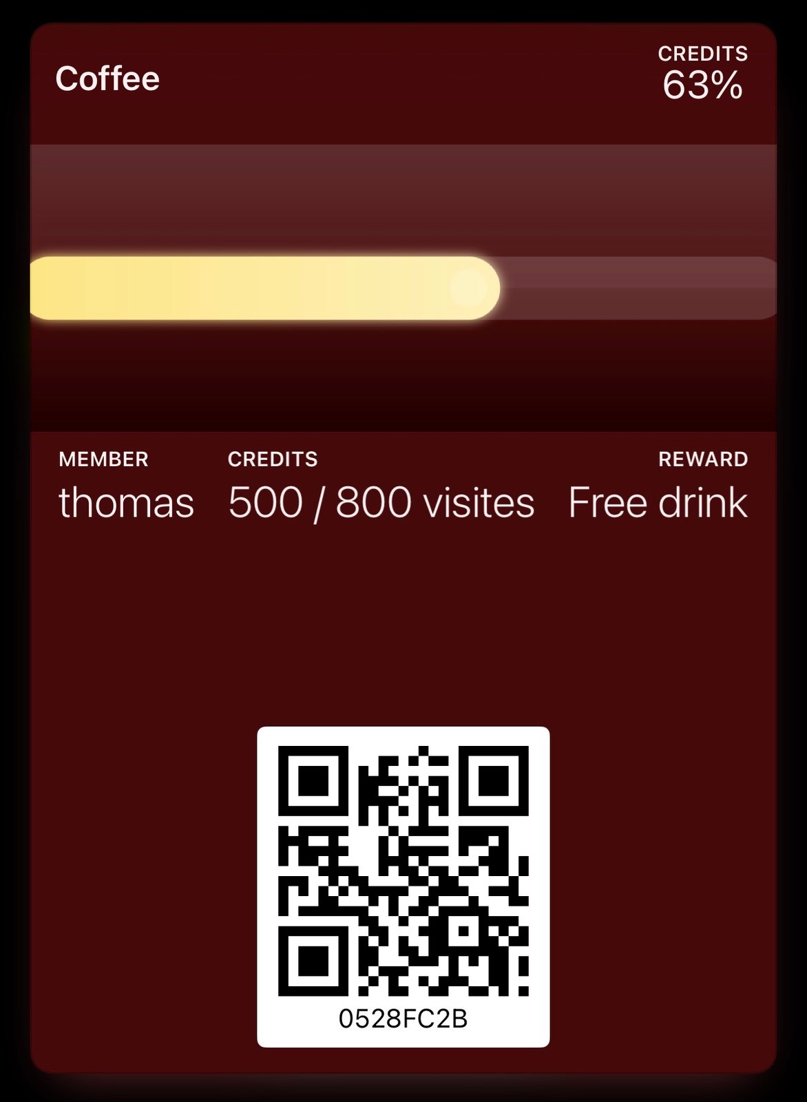 Progress card in Apple Wallet